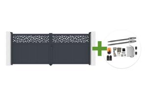 4m DOLOMITE RUIVO swing gate, 160cm high, grey aluminum + TANKER B250 swing gate motor main_image