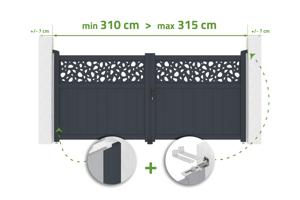DOLOMITE SUNNY draaipoort met verstelbare breedte van 3 meter, 140 cm hoog, grijs aluminium main_image