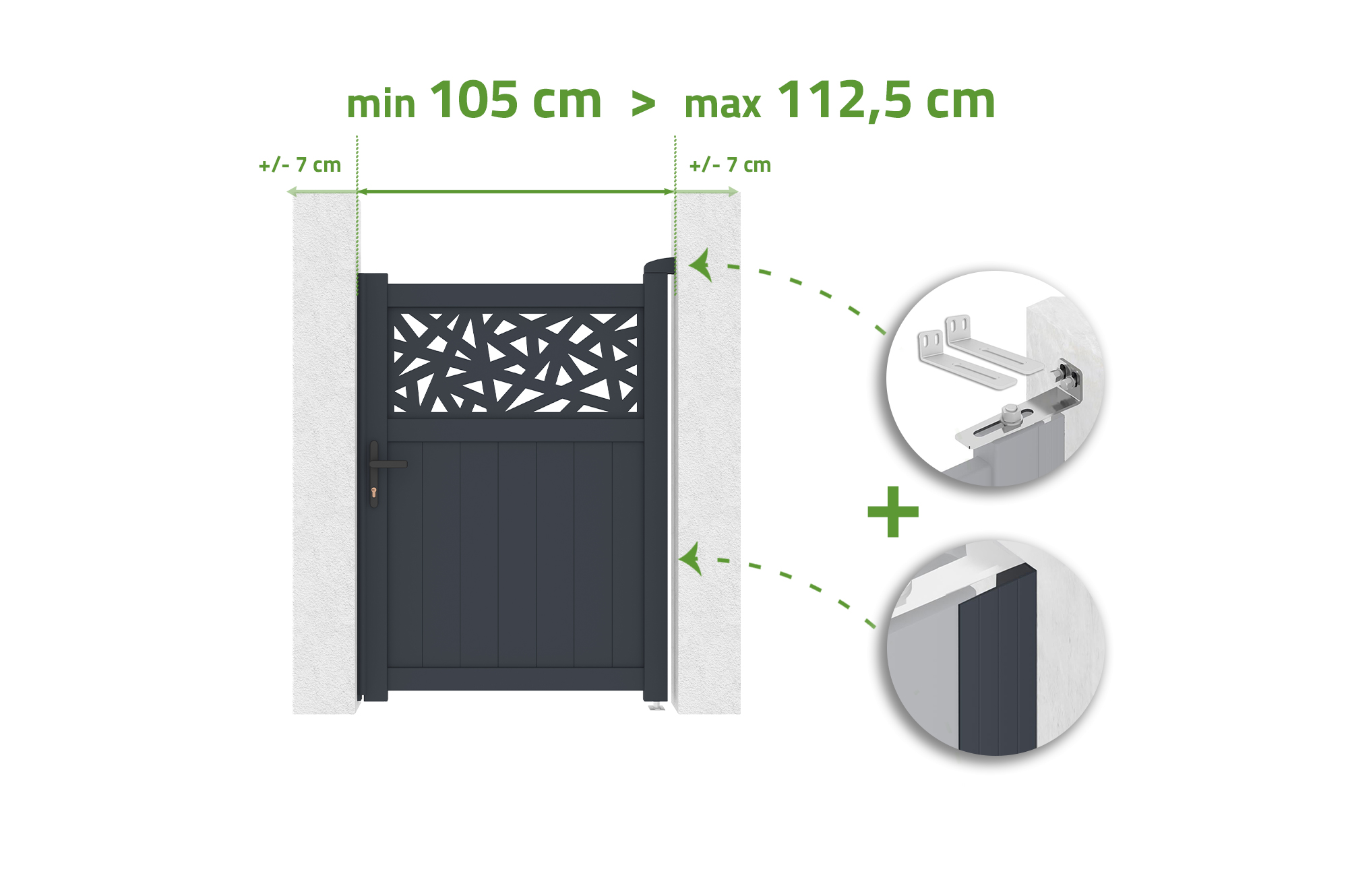 Gate 1m adjustable in width DOLOMITE RUIVO H.140cm gray aluminum main_image