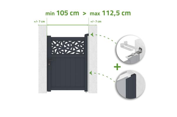 Gate 1m adjustable in width DOLOMITE RUIVO H.140cm gray aluminum main image
