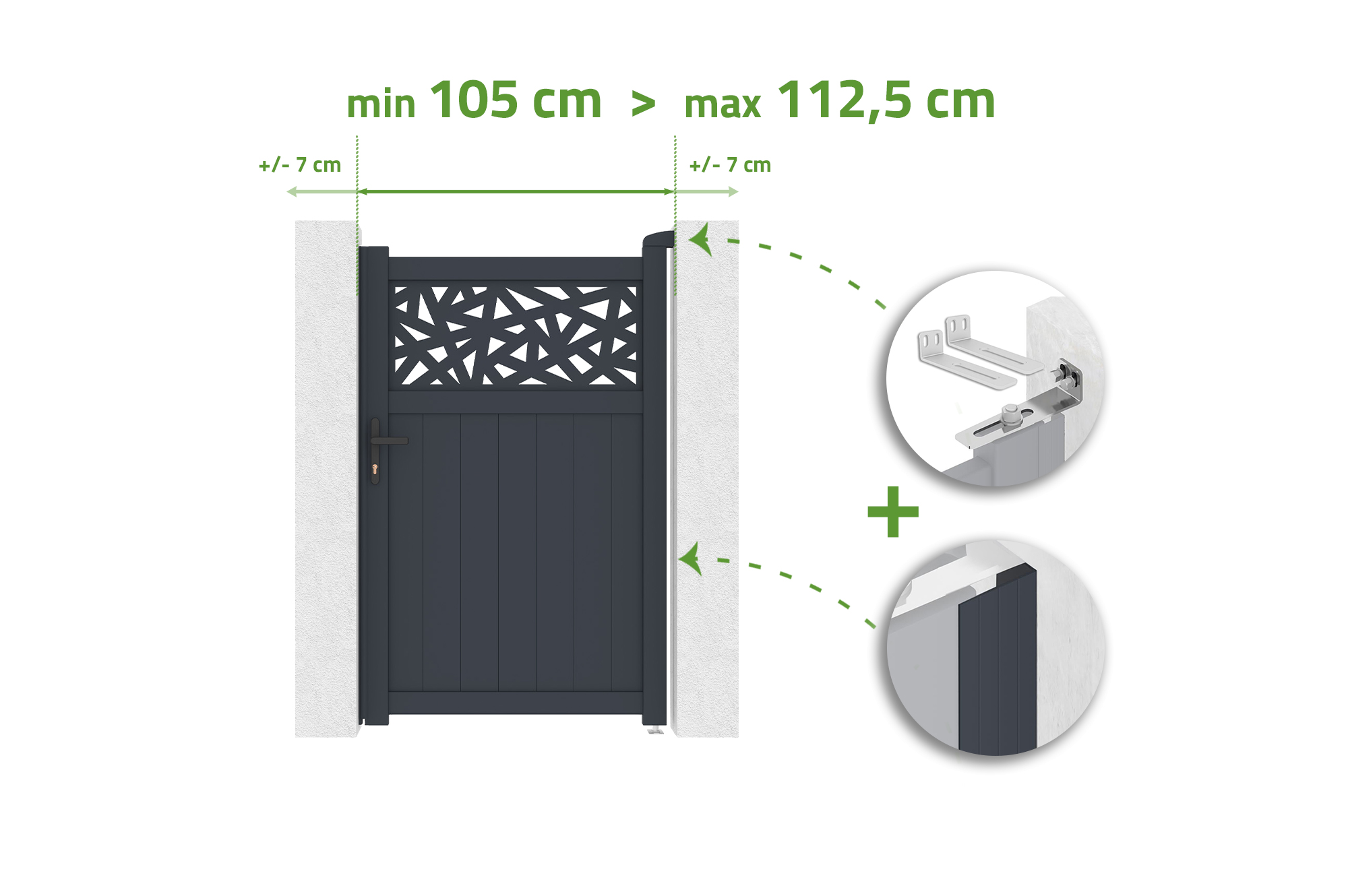 Brána DOLOMITE RUIVO, nastavitelná šířka 1 m, výška 160 cm, šedý hliník main_image