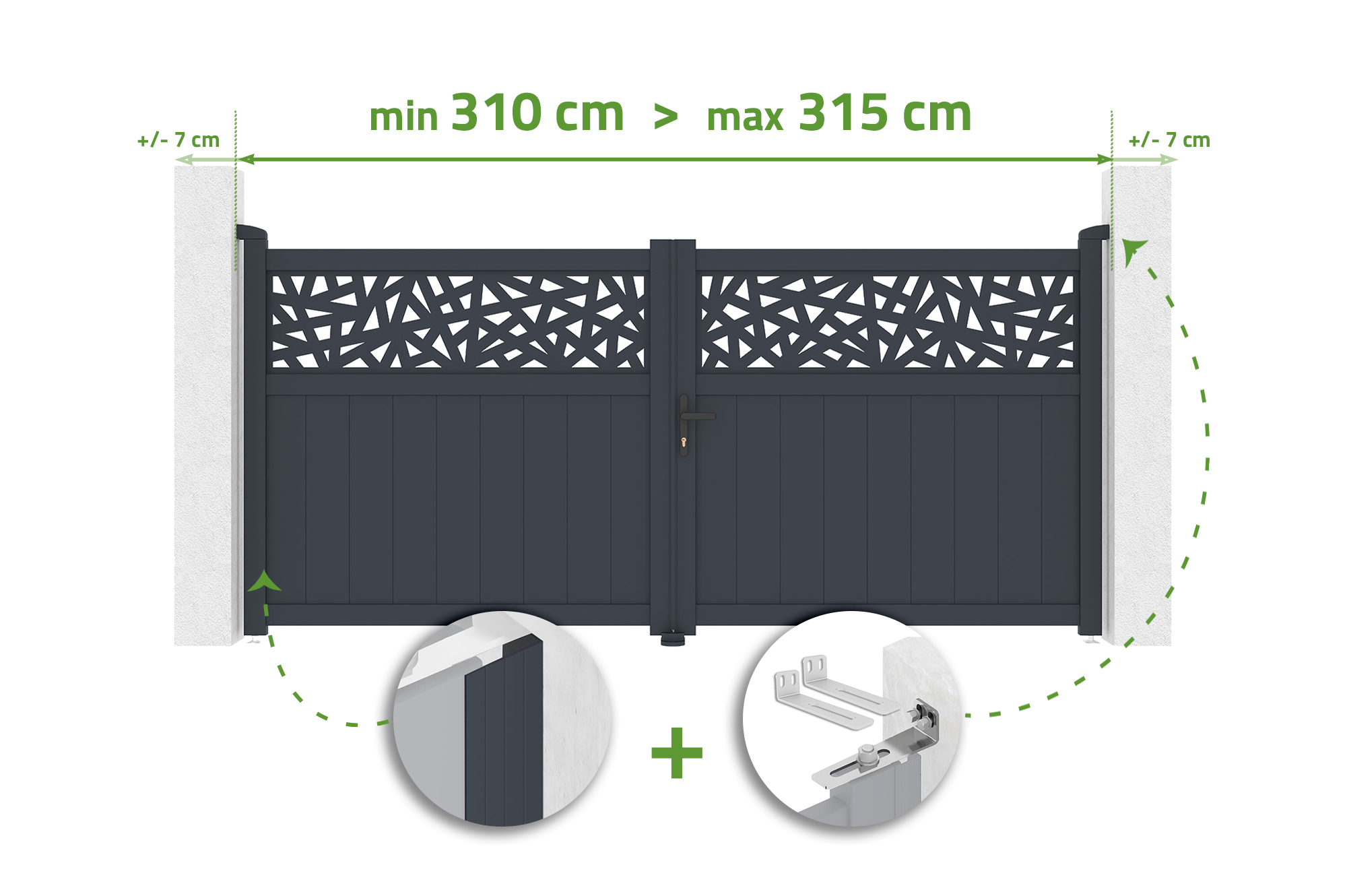 3m swing gate adjustable in width DOLOMITE RUIVO H.140cm gray aluminum main_image