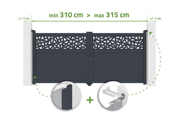 3m swing gate adjustable in width DOLOMITE RUIVO H.140cm gray aluminum main image