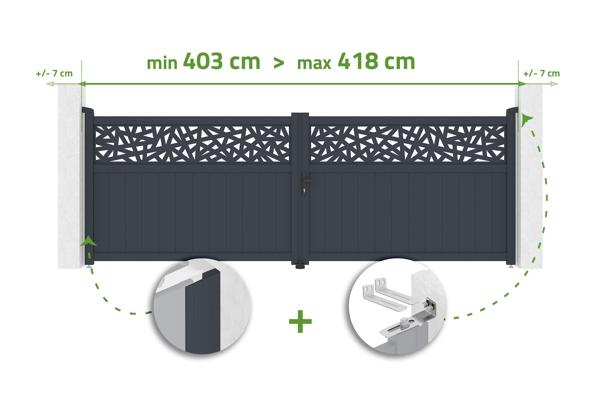 DOLOMITE RUIVO veramie vārti, regulējams platums, 140 cm, pelēks alumīnijs main image