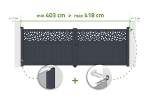 DOLOMITE RUIVO 140 cm magas, állítható szélességű szárnyas kapu, szürke alumínium main_image