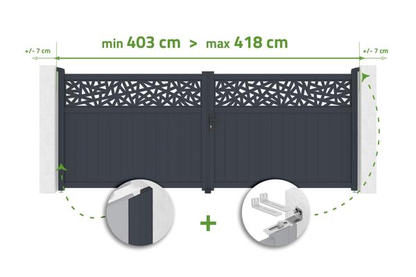 DOLOMITE RUIVO H.160cm verstelbare draaipoort, grijs aluminium main image