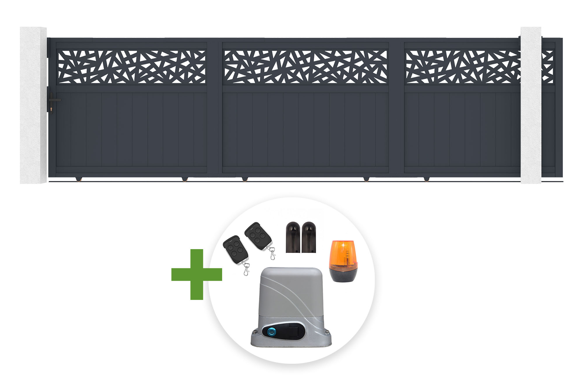 5m DOLOMITE RUIVO sliding gate, 140cm high, grey aluminum + TANKER C600 sliding gate motor main_image