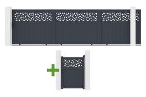 Sliding gate 5m DOLOMITE RUIVO H.140cm gray aluminum + Gate 1m DOLOMITE RUIVO H.140cm gray aluminum main_image