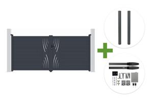 Poartă batantă VELETA 3,5m H.160cm din aluminiu gri + 2 stâlpi + motor Hicker B200 main_image