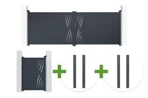 Veleta draaipoort 4 m hoog 140 cm grijs aluminium + Veleta poort 1 m hoog 140 cm + 4 palen main_image