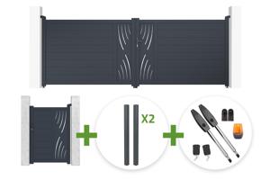 VELETA 4m H.140cm grey swing gate + VELETA 1m H.140cm pedestrian gate + 4 posts + Tanker B250 motor main_image