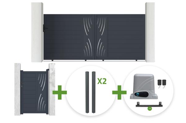 3,5 m VELETA liukuportti, 160 cm korkea + 1 m VELETA kävelyportti, 160 cm korkea + 4 pylvästä + Ranger C300 -moottori main image