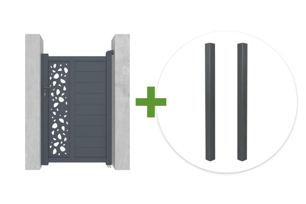 SUNNY 1 m Tor, 140 cm hoch, graues Aluminium + 2 graue Aluminiumpfosten main image