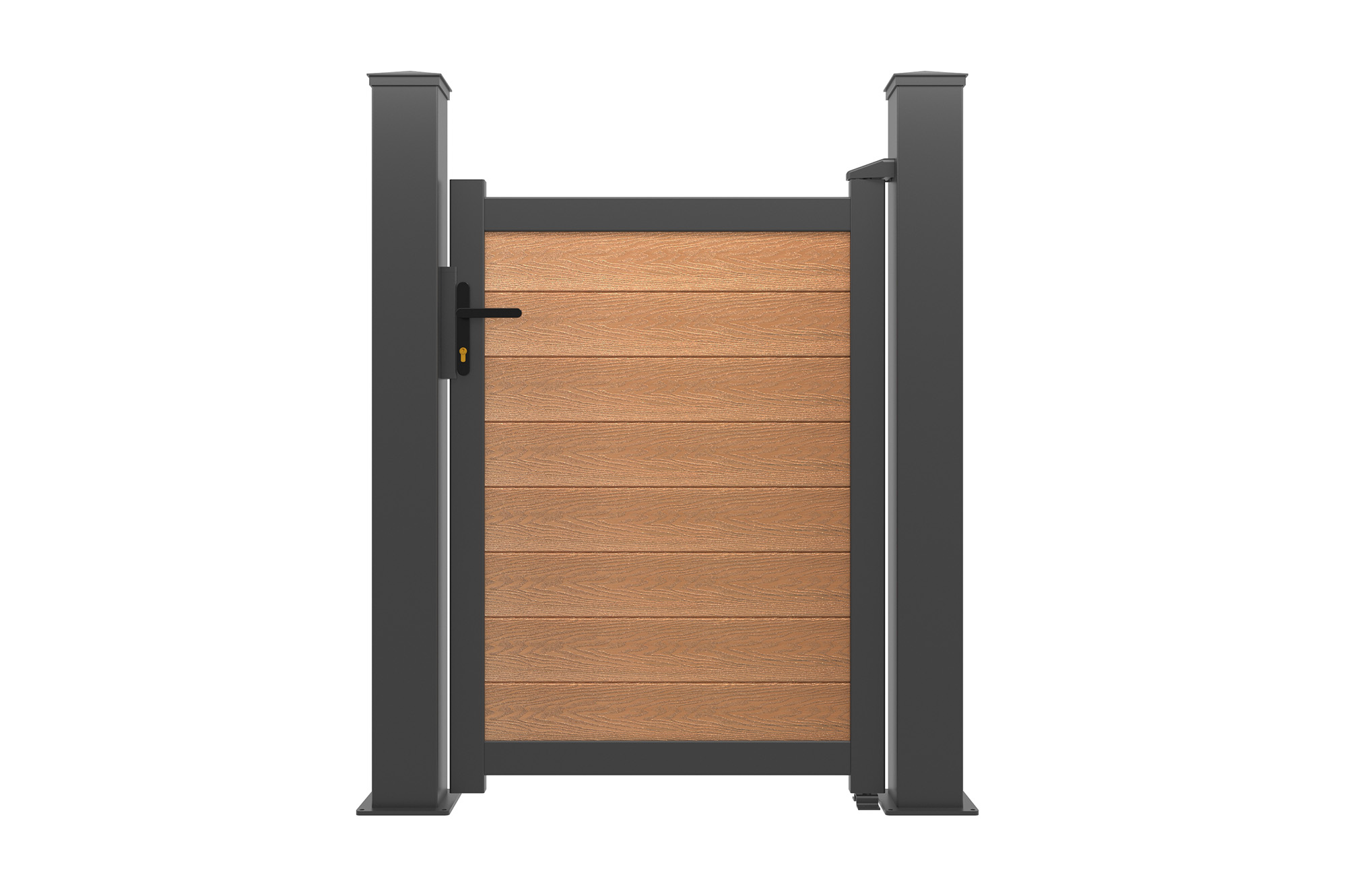 ATHOS 1 m H.140 cm Teakholz-Verbundtor mit Aluminiumrahmen + 2 Aluminiumpfosten 15x15 cm 2