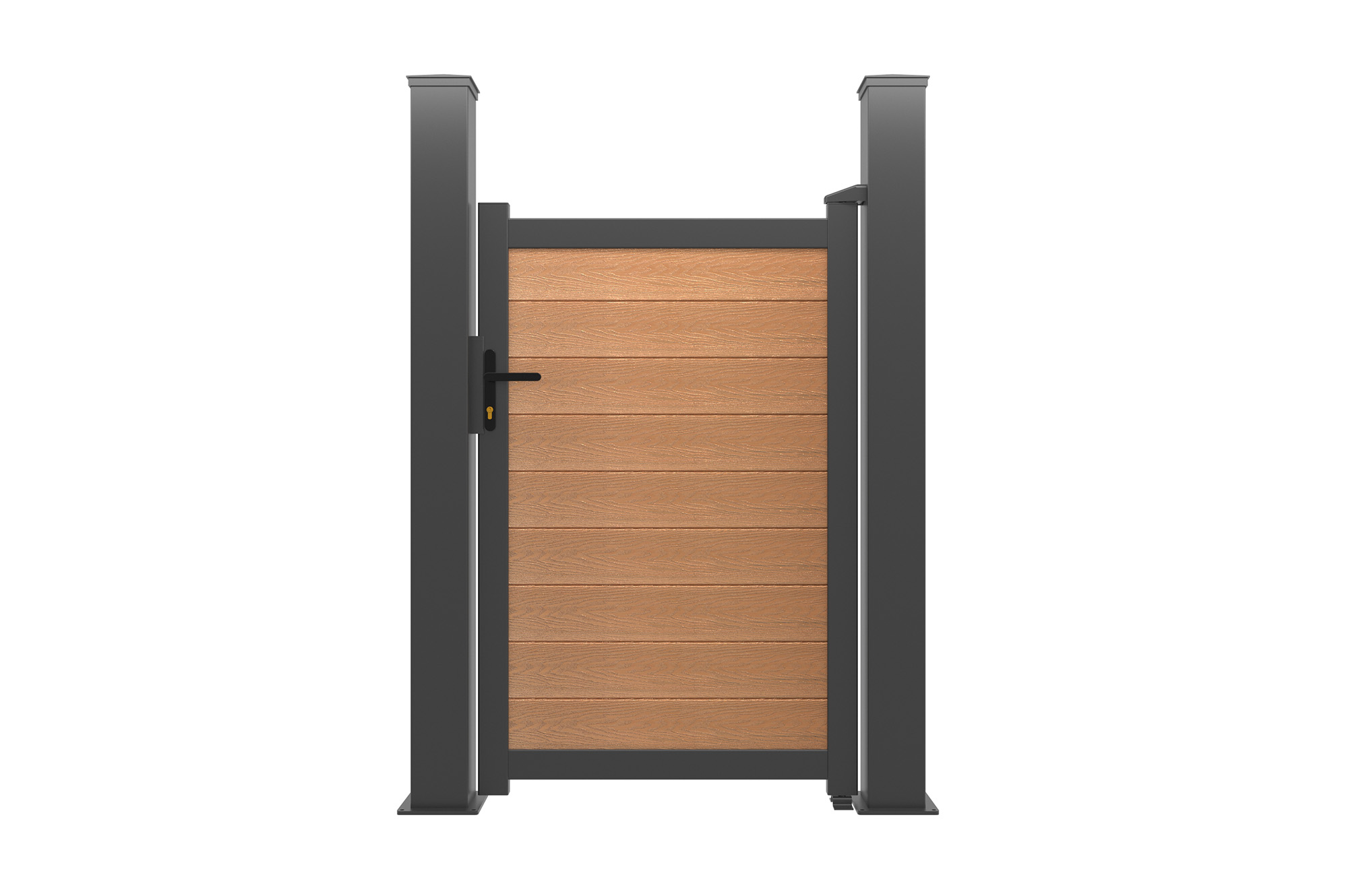 ATHOS 1 m H.160 cm Teakholz-Verbundtor mit Aluminiumrahmen + 2 Aluminiumpfosten 15x15 cm 2