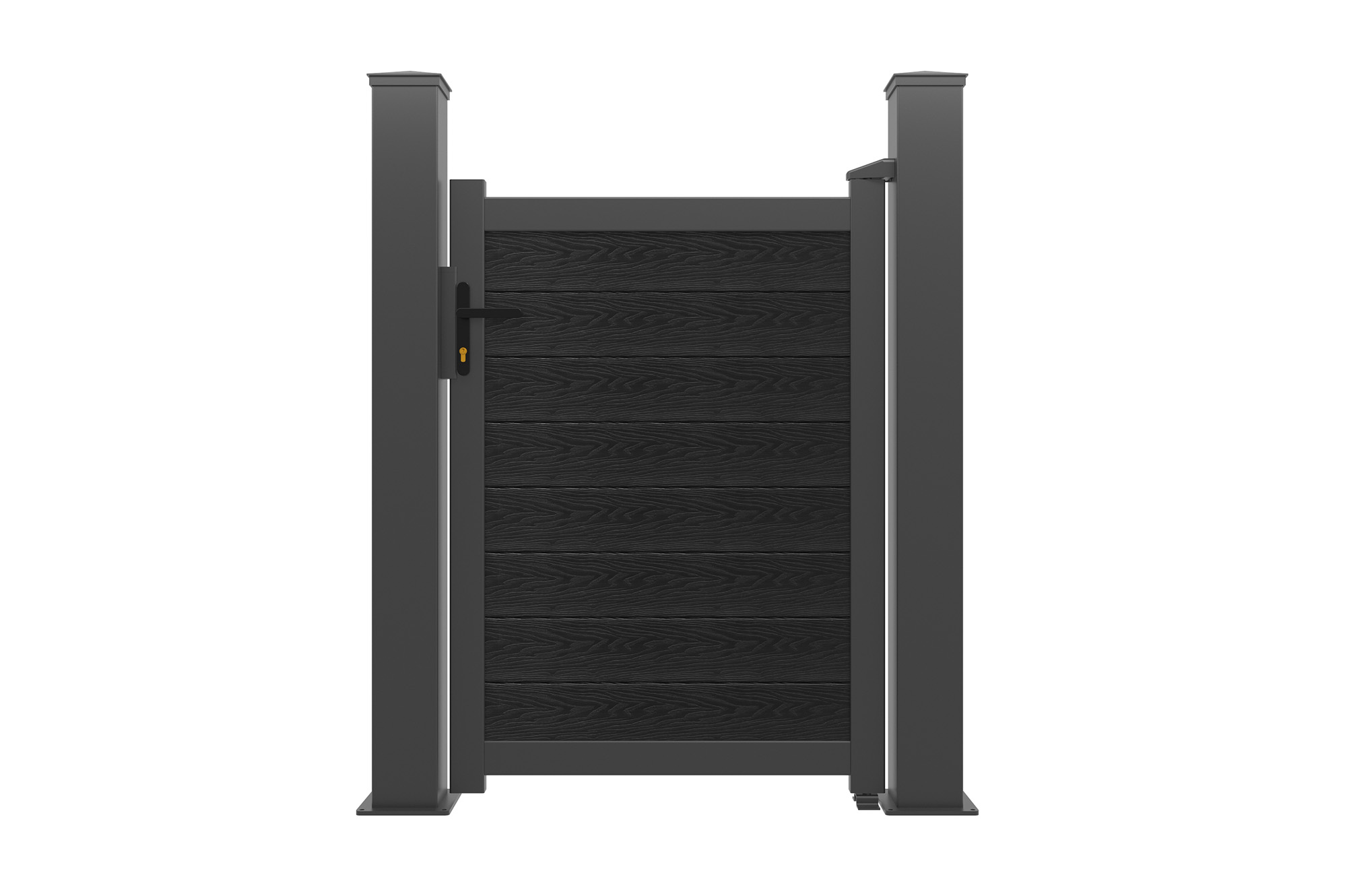 ATHOS 1m H.140cm anthracite grey composite wood gate with aluminium frame + 2 aluminium posts 15x15cm 2