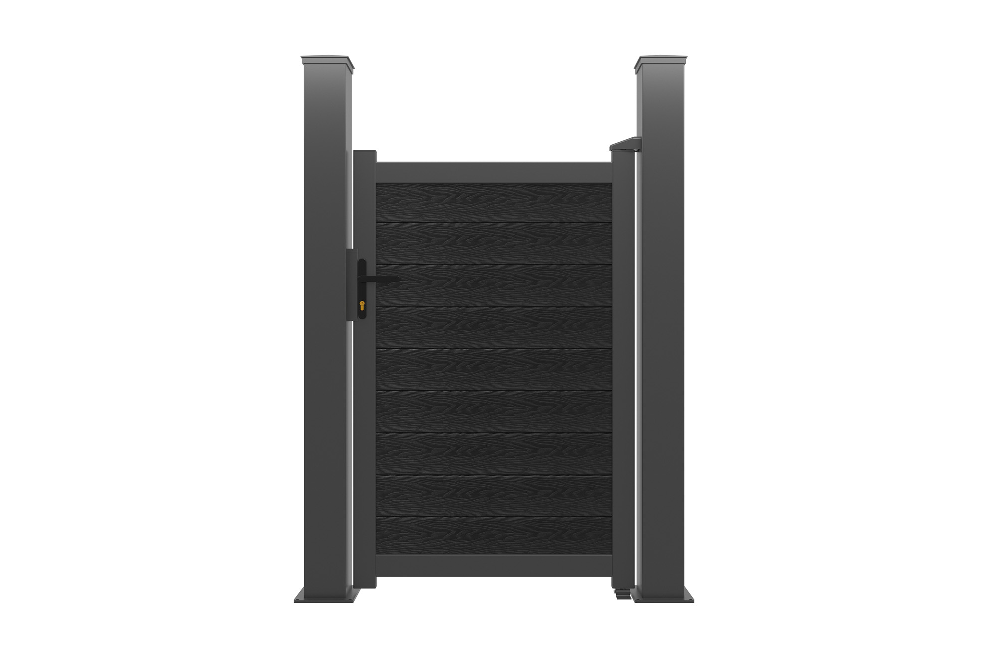ATHOS 1 m Ma. 160 cm antracit szürke kompozit fa kapu alumínium kerettel + 2 db 15x15 cm-es alumínium oszlop 2