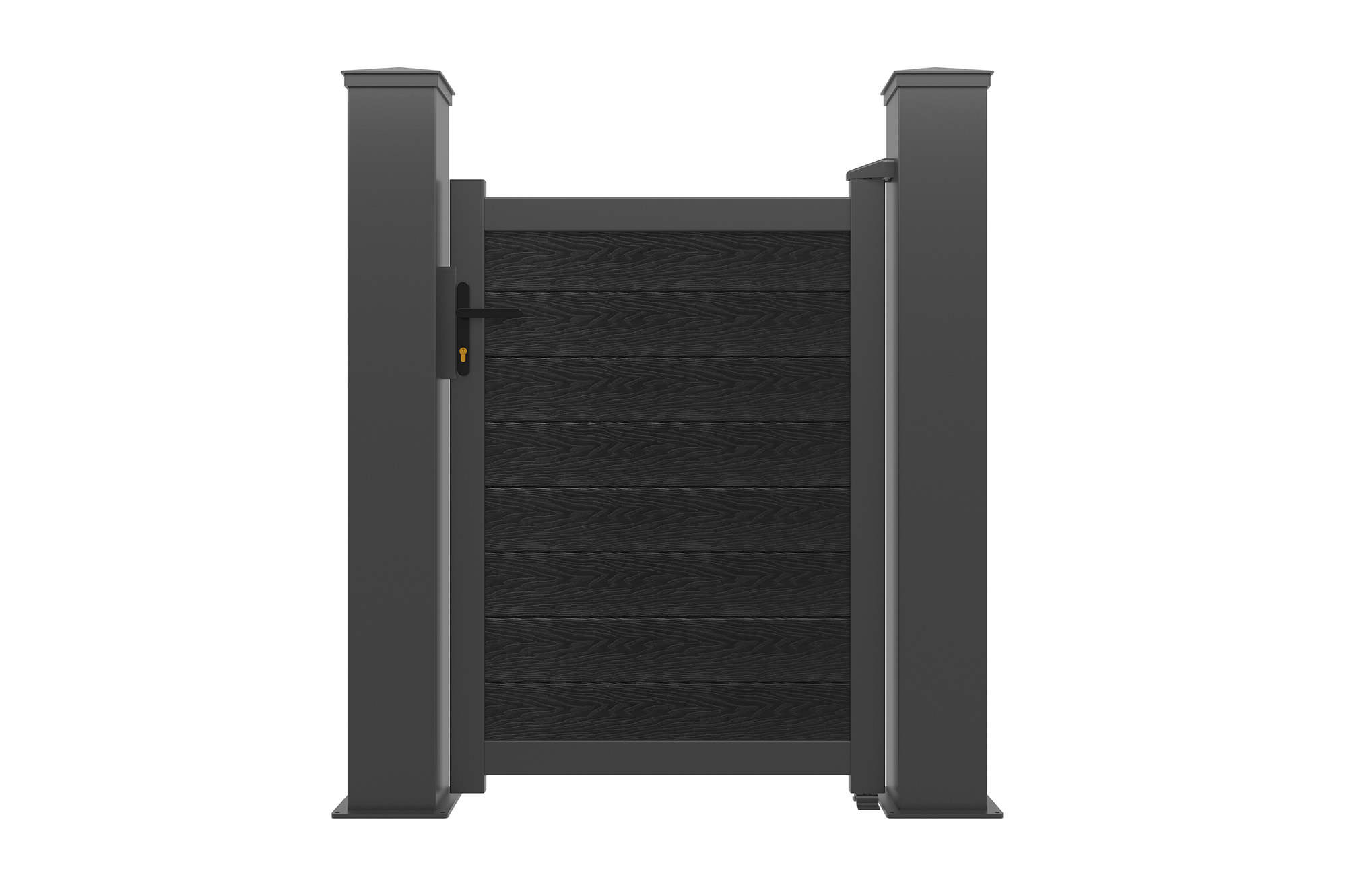 ATHOS 1 m Ma. 140 cm antracit szürke kompozit fa kapu alumínium kerettel + 2 db 20x20 cm-es alumínium oszlop 2