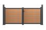 ATHOS 3m H.140cm teak composite wood swing gate with aluminum frame + 2 aluminum posts 10x10cm 2