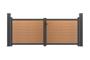 ATHOS 3.5m H.140cm teak composite wood swing gate with aluminum frame + 2 x 15x15cm aluminum posts 2