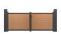 ATHOS 3.5m H.140cm teak composite wood swing gate with aluminum frame + 2 aluminum posts 20x20cm 2