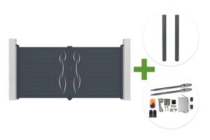 LIFE 3,5 m H. 180 cm graues Aluminium-Schwingtor + 2 ELDA-Pfosten + Tanker B250-Motor main_image