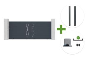LIFE 3.5m H.140cm sliding gate in grey aluminum + 2 ELDA posts + Ranger C300 motor main_image