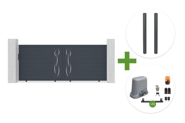 LIFE 3.5m H.140cm sliding gate in grey aluminum + 2 ELDA posts + Tanker C600 motor main image