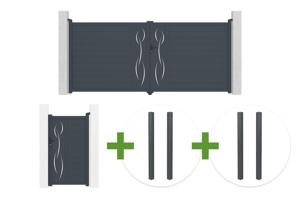 4m LIFE H.180cm grey aluminum swing gate + 1m LIFE H.180cm pedestrian gate + 4 ELDA posts main_image