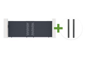 Portail coulissant 4m ARLBERG H.140cm aluminium gris + 2 poteaux ELDA aluminium gris main_image