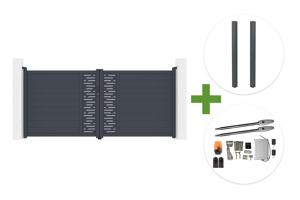 3.5m ARLBERG swing gate, 160cm high, grey aluminum + 2 ELDA posts + Tanker B250 motor main_image