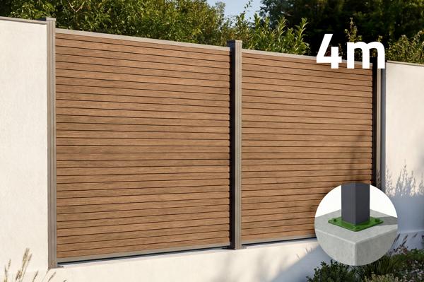 Recinzione composita effetto legno PRIEL, lunga 4 m, alta 150 cm, su base in teak. main image