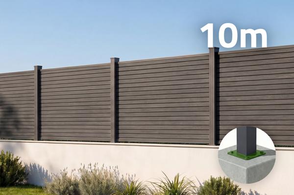 10 m PRIEL koka imitācijas kompozītmateriāla žogs, 90 cm augsts, uz pelēkām pamatplāksnēm main image