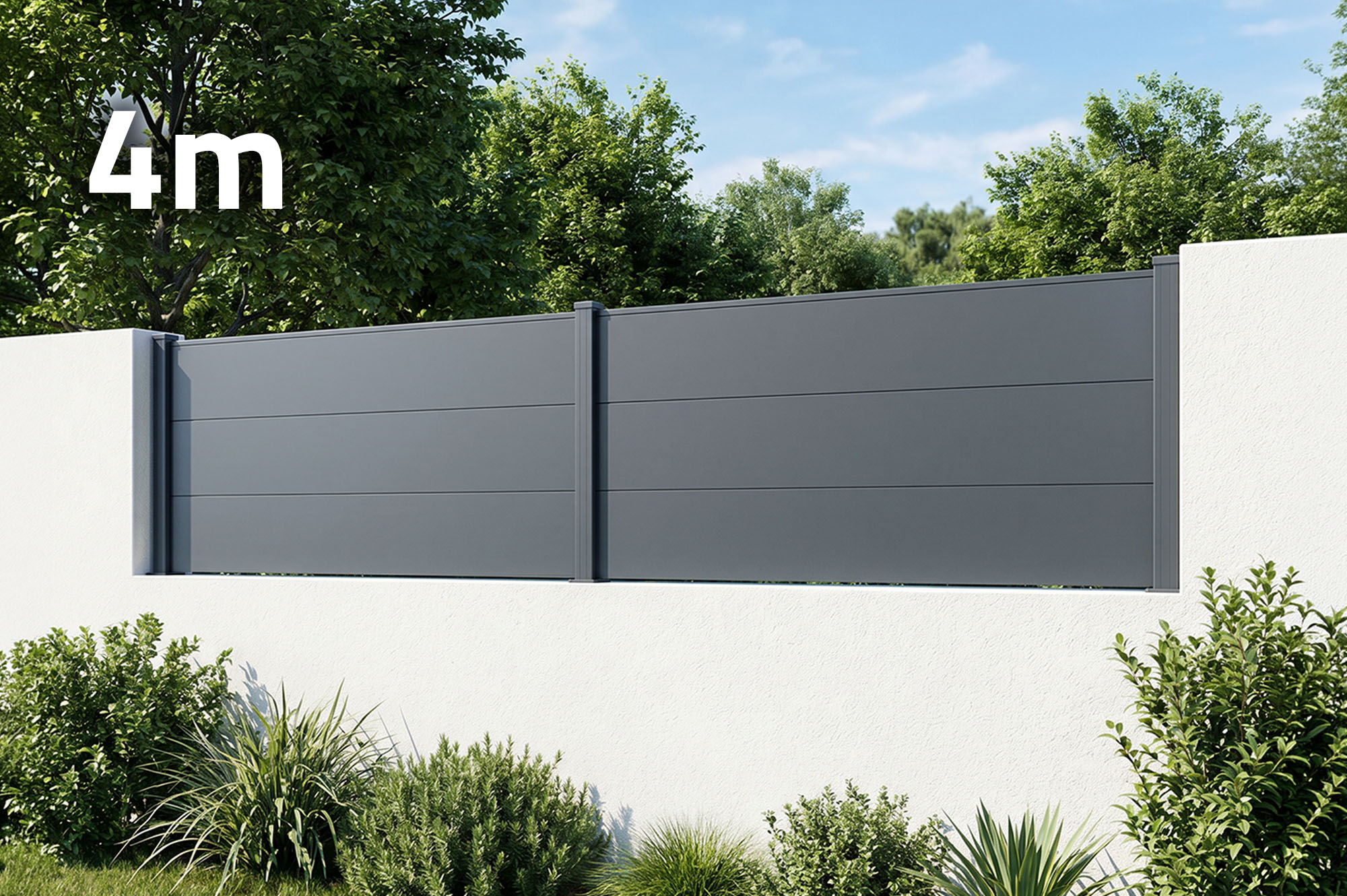 Aluminiumzaun breite Lamellen 4m H.90 anthrazitgrau - ALPIS main_image