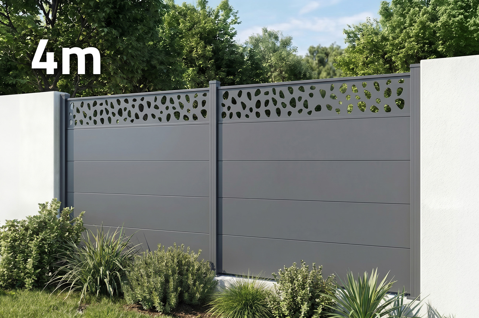 Valla de aluminio lamas anchas 4m H.150 gris antracita - ALPIS SUNNY patrón guijarro main_image