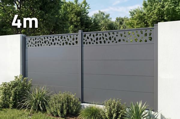 Valla de aluminio lamas anchas 4m H.150 gris antracita - ALPIS SUNNY patrón guijarro main image