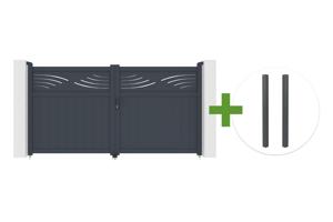 HALTI 3m H.160cm grey aluminum swing gate + 2 ELDA grey aluminum posts 15x15cm main_image