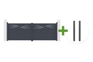 HALTI 4m H.140cm grey aluminum swing gate + 2 ELDA grey aluminum posts 15x15cm main_image