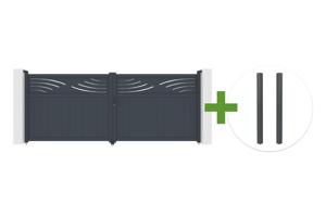 HALTI 4m H.160cm grey aluminum swing gate + 2 ELDA grey aluminum posts 15x15cm main_image
