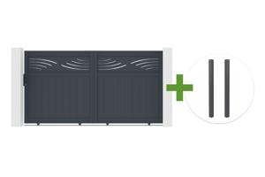 HALTI 3m sliding gate, 160cm high, grey aluminum + 2 ELDA grey aluminum posts, 15x15cm main_image