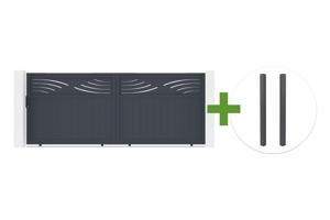HALTI 4m sliding gate, 160cm high, grey aluminum + 2 ELDA grey aluminum posts, 15x15cm main_image