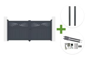 HALTI 3 m H.140 cm graues Aluminium-Schwingtor + 2 ELDA 15x15 cm Pfosten + Ranger B150 Motor main_image