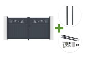 HALTI 3m H.160cm grey aluminum swing gate + 2 ELDA 15x15cm posts + Ranger B150 motor main_image