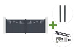 HALTI 4m H.140cm grey aluminum swing gate + 2 ELDA 15x15cm posts + Ranger B150 motor main_image