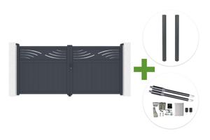 HALTI 340x160cm grey aluminum swing gate + 2 ELDA 15x15cm posts + Ranger B150 motor main_image