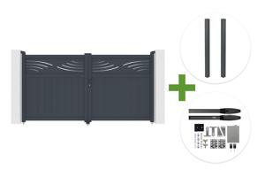 HALTI 3m H.160cm grey aluminum swing gate + 2 ELDA 15x15cm posts + Hicker B200 motor main_image