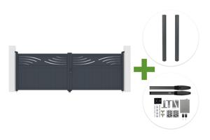 HALTI 4m H.140cm grey aluminum swing gate + 2 ELDA 15x15cm posts + Hicker B200 motor main_image