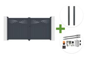 HALTI 3m H.160cm grey aluminum swing gate + 2 ELDA 15x15cm posts + Tanker B250 motor main_image