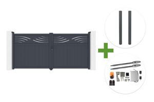 HALTI 340x160cm grey aluminum swing gate + 2 ELDA 15x15cm posts + Tanker B250 motor main_image