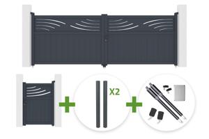 4m HALTI swing gate, 140cm high, grey aluminum + 4 ELDA posts + 1m HALTI pedestrian gate, 140cm high, grey aluminum + Ranger B150 motor main_image